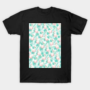 Flamingo, Flamingos pattern, Print, Tropical, Palm leaves, Bird, Pattern, Funny art, Modern art, Wall art, Print, Minimalistic, Modern T-Shirt